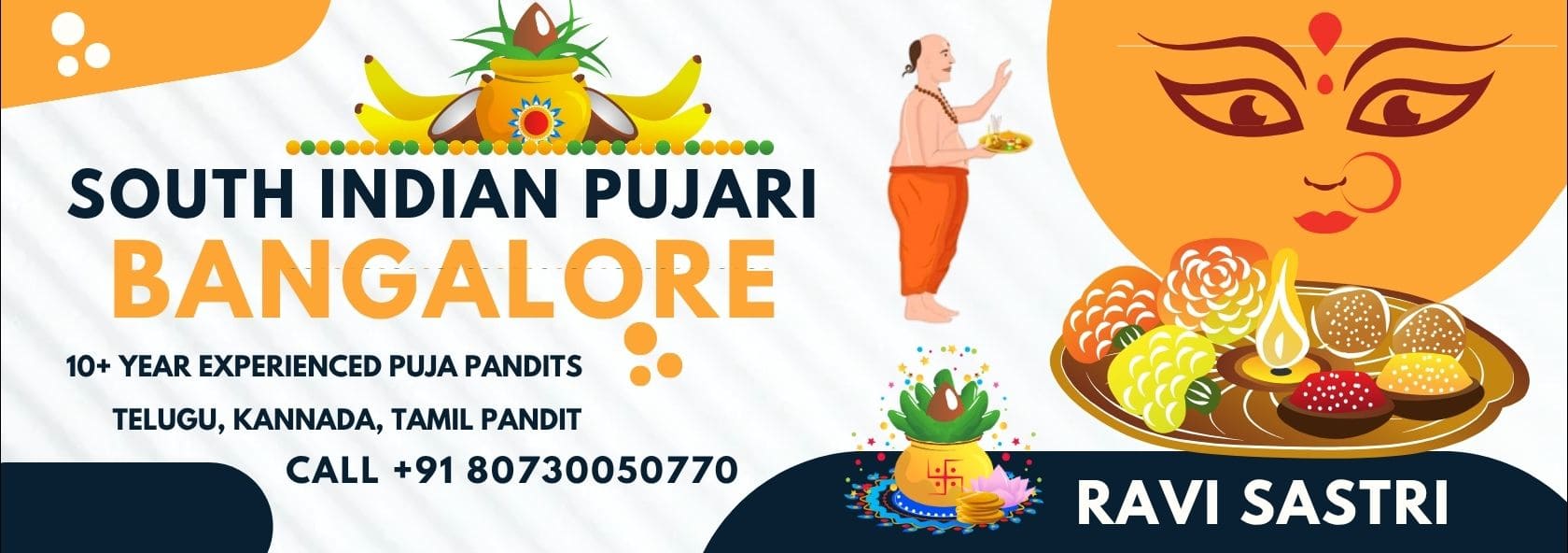 South Indian pandit in Bangalore, Kannada Tamil Telugu pandit, best purohith poojari and pujari - Pandit Ravi Sastri